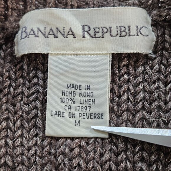 Banana Republic Linen Sweater Mens M Brown Ombre LS Crewneck Sustainable Neutral - Picture 3 of 14